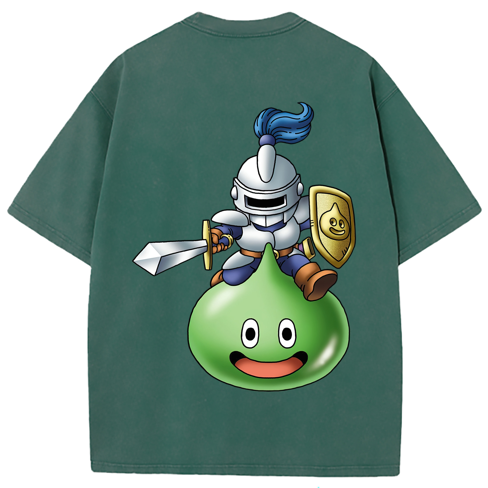 （画像用） ドラゴンクエスト Doragon Kuesuto Dragon Quest 綿100% ヴィンテージ風 半袖Tシャツ（背面プリント）